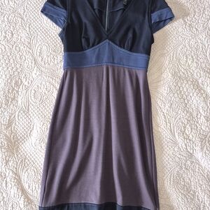 BCBGMaxAzria Navy and Purple High Low Dress